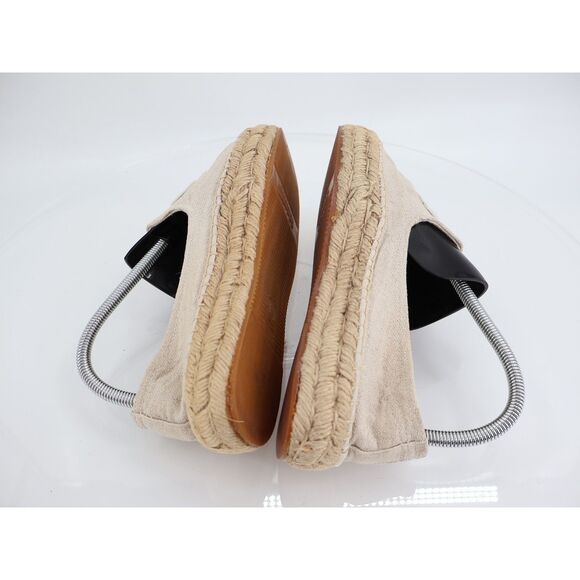Soludos Frenchie Canvas Espadrille 9 Beige Platform Smoking Slipper Flats - Picture 7 of 11